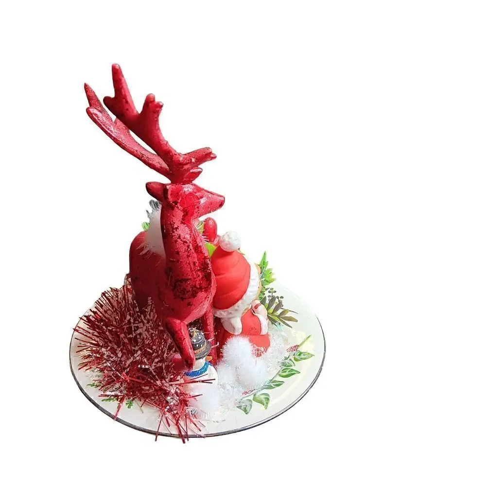 Christmas Holiday Pixie Figurine Winter Red Reindeer Angel Holly Berry Floral‎